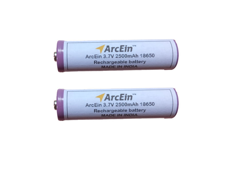 ArcEin 3.7V 2500mAh 18650 Rechargeable Lithium ion with Button Top for DIY projects ,torches Battery (Pack of 2) ArcEin 3.7V 2500mAh 18650 Rechargeable Lithium ion with Button Top for DIY projects ,torches Battery (Pack of 2)