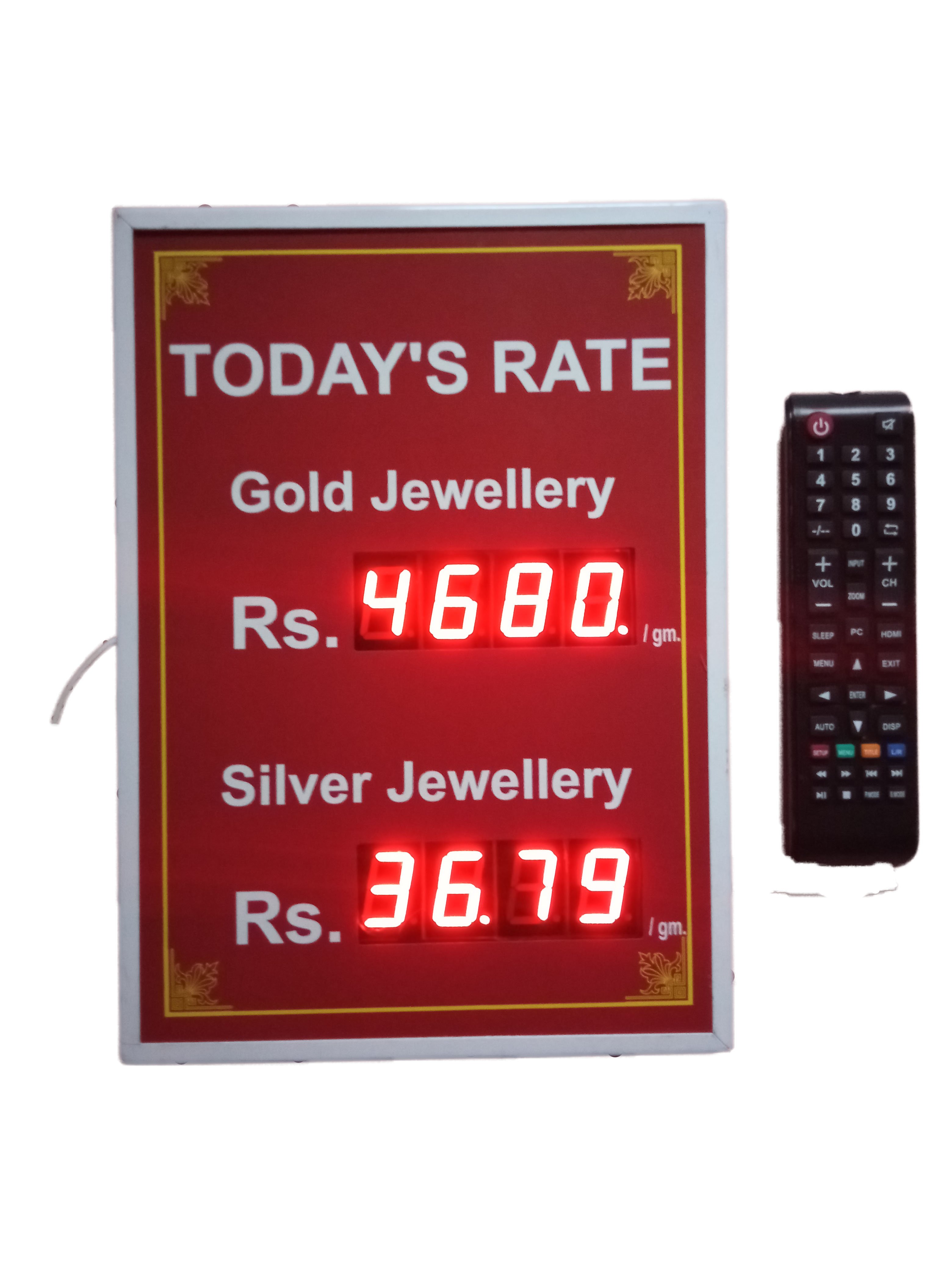 gold and silver rate board