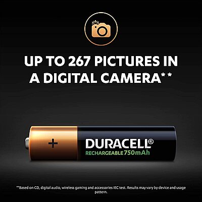 Duracell Rechargeable AAA 750mAh Batteries (Pack of 2) Duracell Rechargeable AAA 750mAh Batteries (Pack of 2)