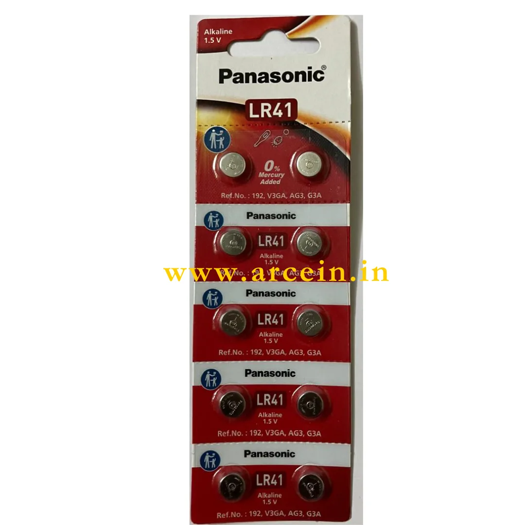 Panasonic LR41 Alkaline coin battery pack of 10